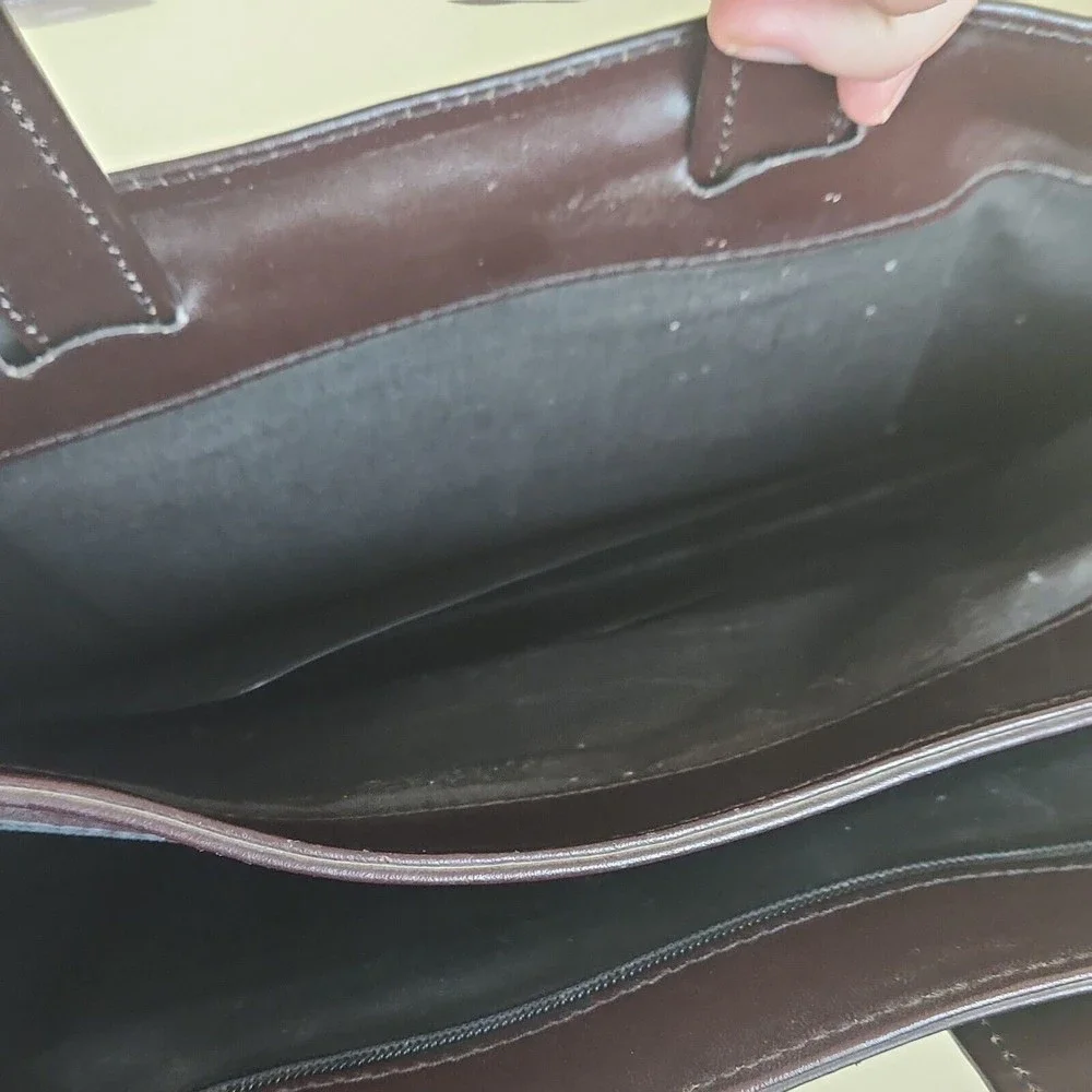Vintage HIT Briefcase retractable with extra 4 pockets genuine leather brown‎